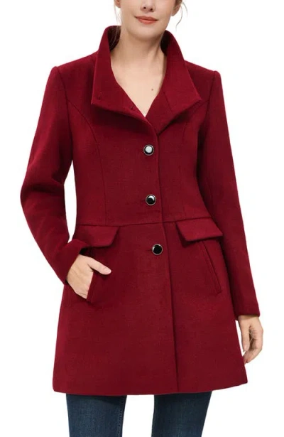 Kimi & Kai Olivia Wool Blend Walking Coat In Burgundy