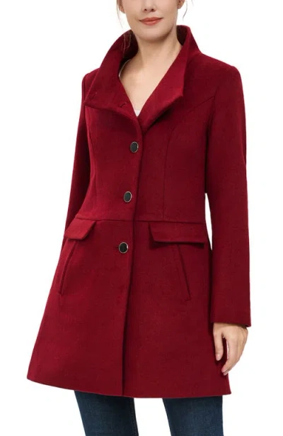 Kimi & Kai Olivia Wool Blend Walking Coat In Burgundy