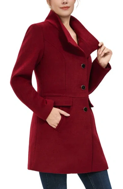 Kimi & Kai Olivia Wool Blend Walking Coat In Burgundy