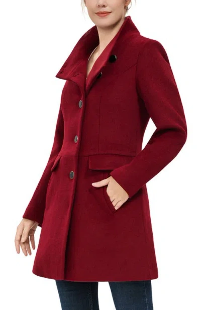 Kimi & Kai Olivia Wool Blend Walking Coat In Burgundy