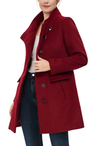 Kimi & Kai Olivia Wool Blend Walking Coat In Burgundy