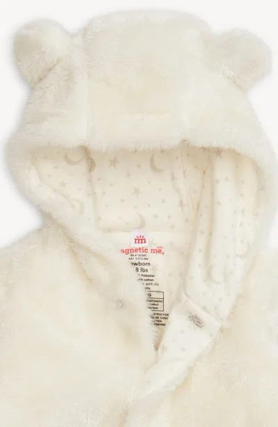 Magnetic Me Minky Faux Fur Bear Hooded Footie Suit In Neutral