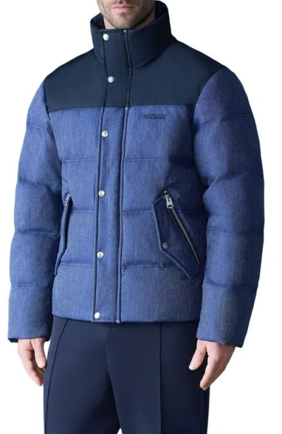 Mackage Everett Mixed Media Down Puffer Jacket In Blue