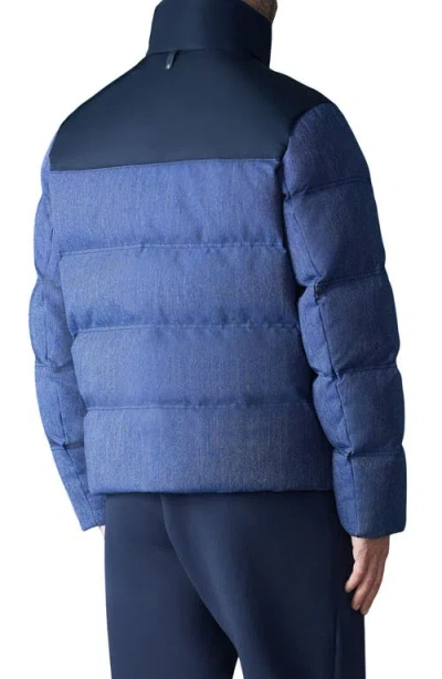 Mackage Everett Mixed Media Down Puffer Jacket In Blue