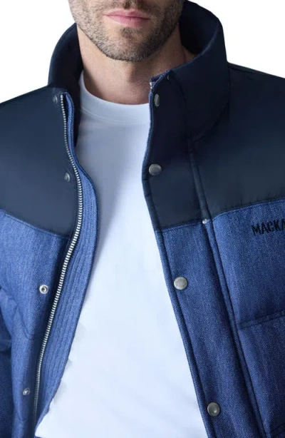 Mackage Everett Mixed Media Down Puffer Jacket In Blue