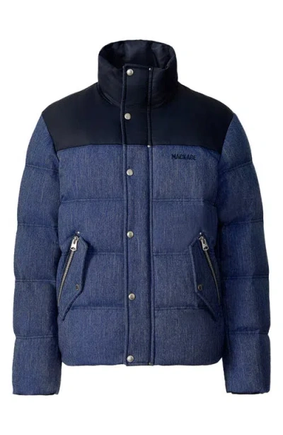 Mackage Everett Mixed Media Down Puffer Jacket In Blue