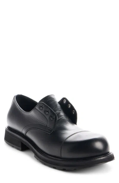 Balenciaga Black Truck Leather Derby Shoes In Black