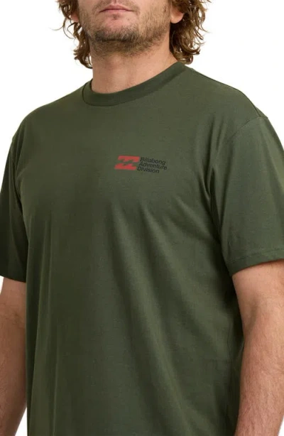 Billabong Abandoned Adventure Division Organic Cotton Graphic T-shirt In Green