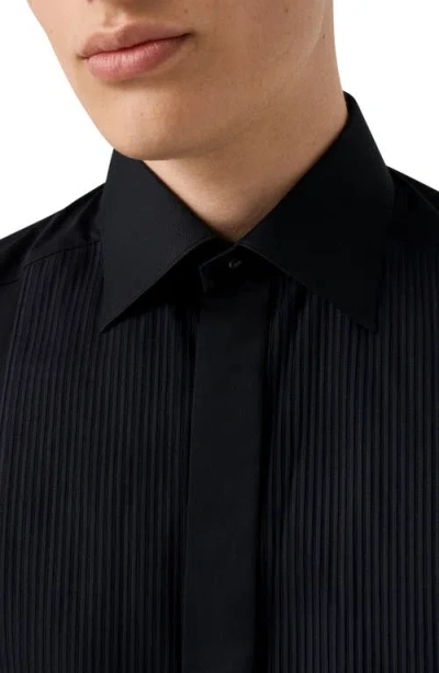 Eton Slim Fit Solid Plisse Shirt In Black