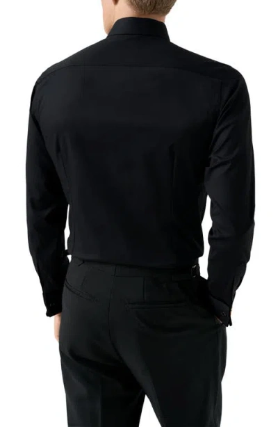 Eton Slim Fit Solid Plisse Shirt In Black