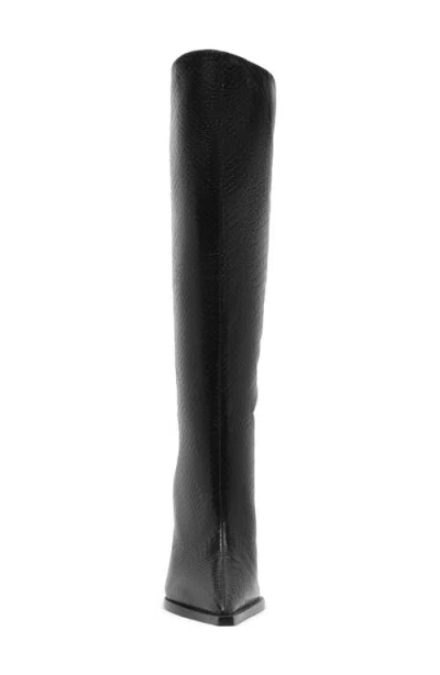 Schutz Mary Up Snakeskin Embossed Knee High Boot In Black
