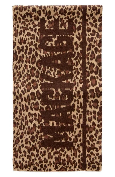 Mackage Juno-a Jacquard Leopard Spot Recycled Merino Wool Blend Scarf In Neutral
