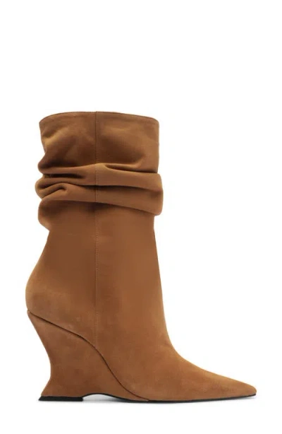 Schutz Siena Slouch Wedge Bootie In Brown