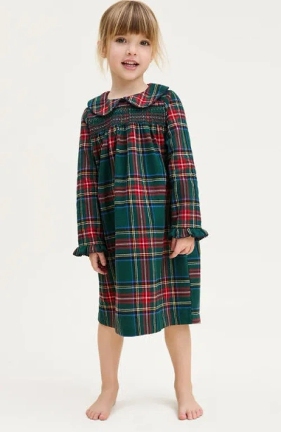 Petite Plume Kids' Eloise Brushed Twill Nightgown In Green