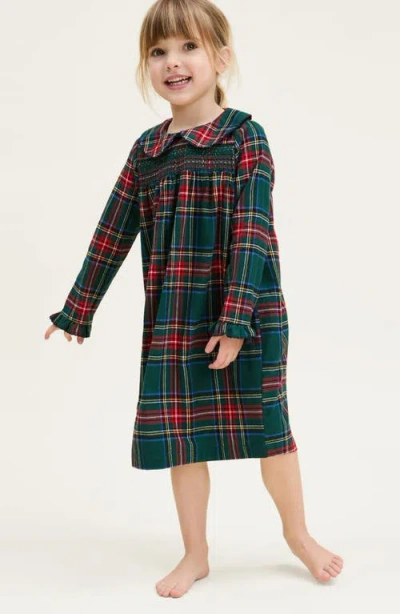 Petite Plume Kids' Eloise Brushed Twill Nightgown In Green