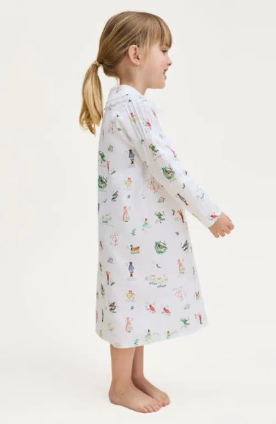 Petite Plume Kids' Lola Print Long Sleeve Nightgown In White