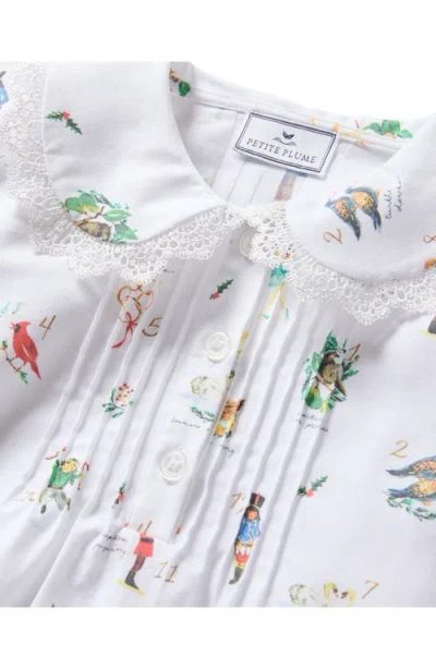 Petite Plume Kids' Lola Print Long Sleeve Nightgown In White