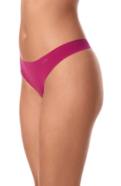 Dkny Litewear Cut Anywear Logo Thong Underwear-dk5026 In Burgundy