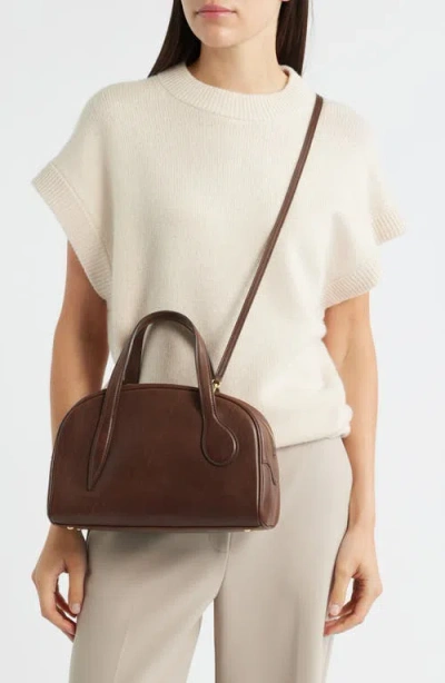 Liffner Mini Leather Bowling Crossbody Bag In Brown
