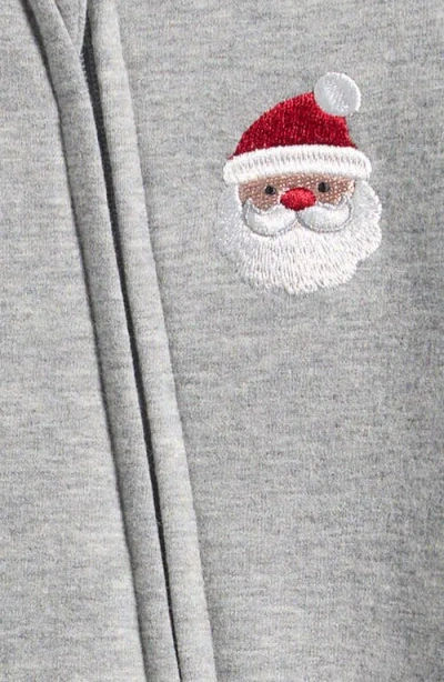 Petit Lem Santa Baby Stretch Organic Cotton Fitted One-piece Pajamas In Gray