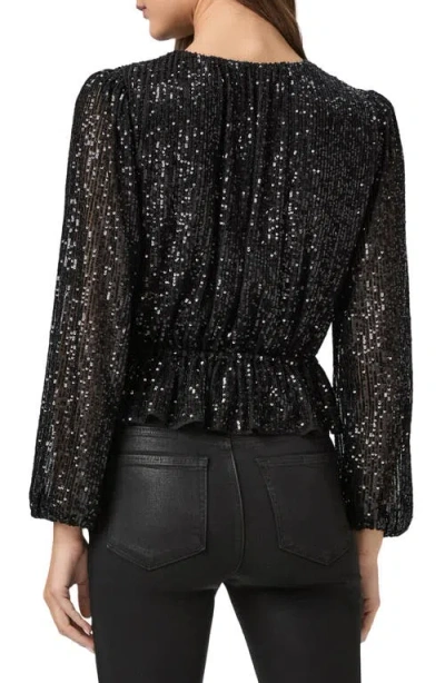 Paige Vilma Sequin Peplum Top In Black