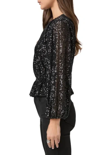 Paige Vilma Sequin Peplum Top In Black