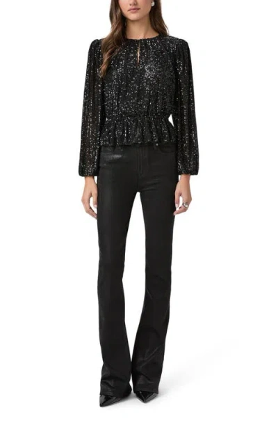 Paige Vilma Sequin Peplum Top In Black