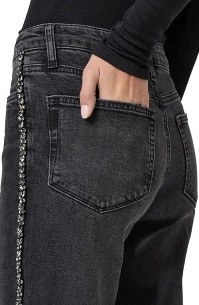 Paige Womens Glitz Black Embellished Mason Ankle-grazer Denim Jeans In Blue