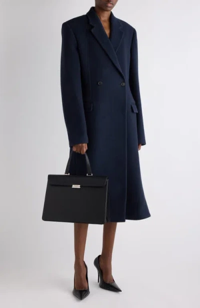Balenciaga Women Godet Midi Double-breasted Wool Coat In Black