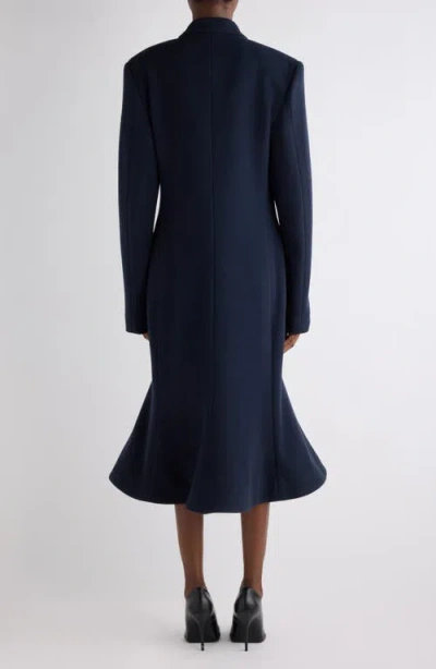 Balenciaga Women Godet Midi Double-breasted Wool Coat In Black