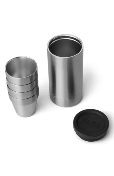 Yeti Rambler Set Of 4 Shot Glasses & Case In Silver