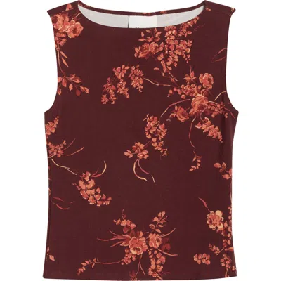 Reformation Dusk Sleeveless Mesh Crop Top In Burgundy