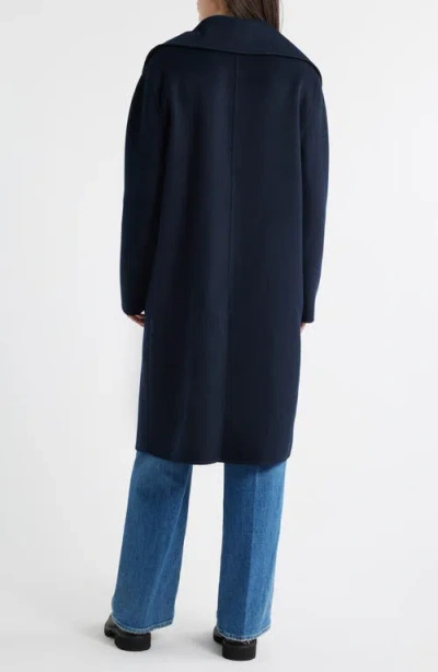 Bernardo Brushed Double Face Overcoat In Blue