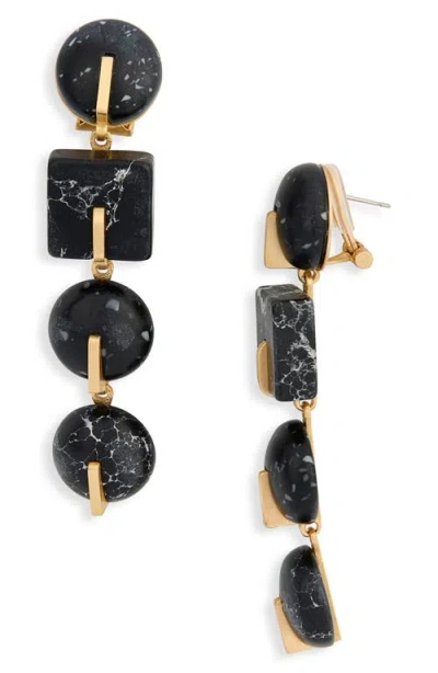 Cult Gaia Laguna Multicolor Stone Clip On Linear Drop Earrings In Black