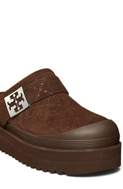Tory Burch Mellow Genuine Shearling Lined Platform Mule In Brown