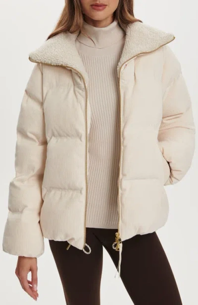Varley Brackley Corduroy Puffer Jacket In Neutral