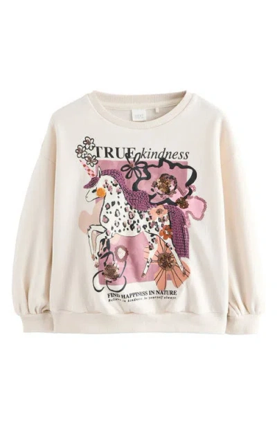 Next Kids' Unicorn Sequin Cotton Blend Sweatshirt In Neutral