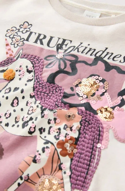 Next Kids' Unicorn Sequin Cotton Blend Sweatshirt In Neutral