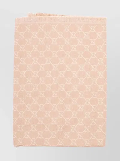 Gucci Gg Jacquard Fringed Rectangle Shawl In Neutral