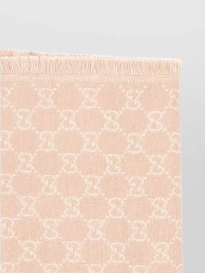 Gucci Gg Jacquard Fringed Rectangle Shawl In Neutral