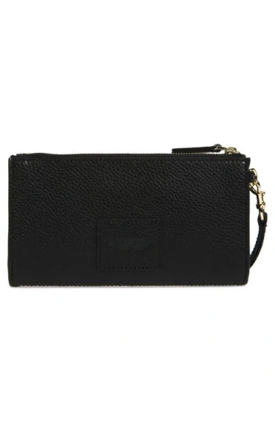 Marc Jacobs Rectangular Leather Clutch Wrist Strap In Black