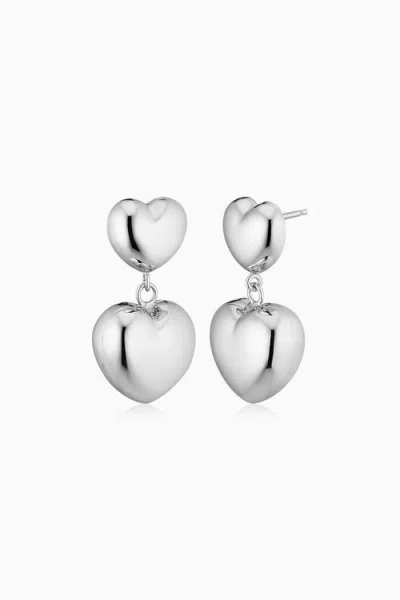 Oradina Sterling Silver Lover Statement Drop Earrings In Metallic