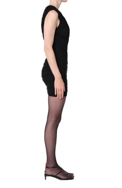 Agolde Ester Ruched Mini Dress In Black
