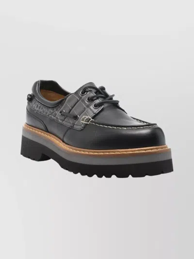 Woolrich Leather Crocodile-effect Shoes In Black