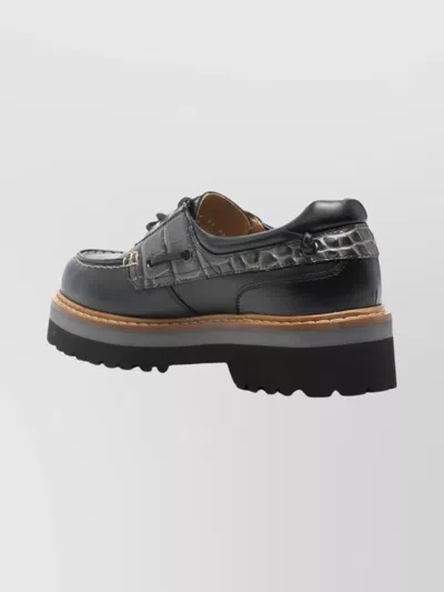 Woolrich Leather Crocodile-effect Shoes In Black