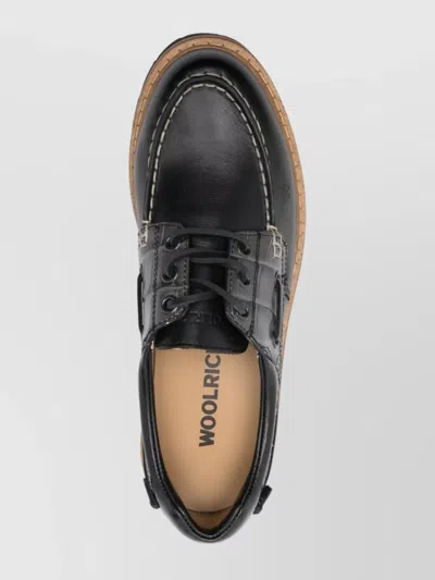 Woolrich Leather Crocodile-effect Shoes In Black