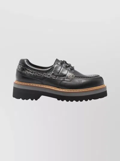 Woolrich Leather Crocodile-effect Shoes In Black