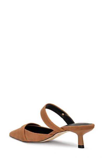 L'agence Gilliane Mary Jane Pointed Toe Kitten Heel Mule In Nude