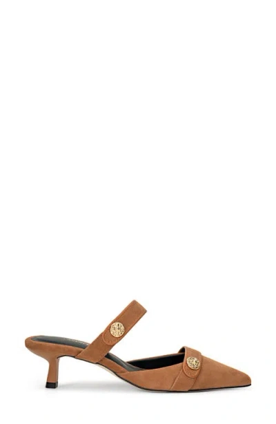 L'agence Gilliane Mary Jane Pointed Toe Kitten Heel Mule In Nude