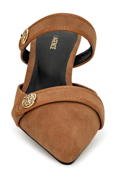 L'agence Gilliane Mary Jane Pointed Toe Kitten Heel Mule In Nude